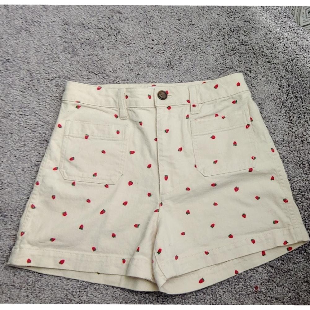 Madewell strawberry print shorts
